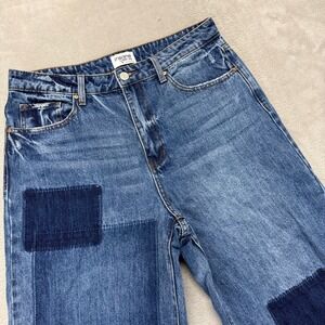 Insane Gene Jeans Women's 30 Patchwork Wide Leg Cropped Whiskered‎ Medium Denim